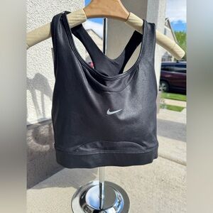 NEW Nike Swoosh Racerback Padded Sports Bra Black/White Women’s Size Large